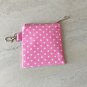 Pink with White Polka Dots Mini Fabric Zipper Pouch handmade