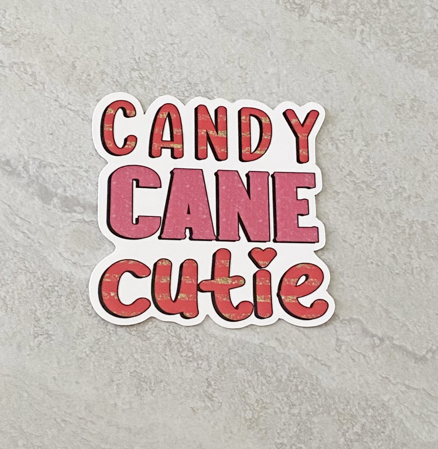 Candy Cane Cutie Christmas Waterproof Die Cut Sticker