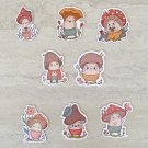 Mini Mushroom Characters Holographic Magnets 8 Piece Set