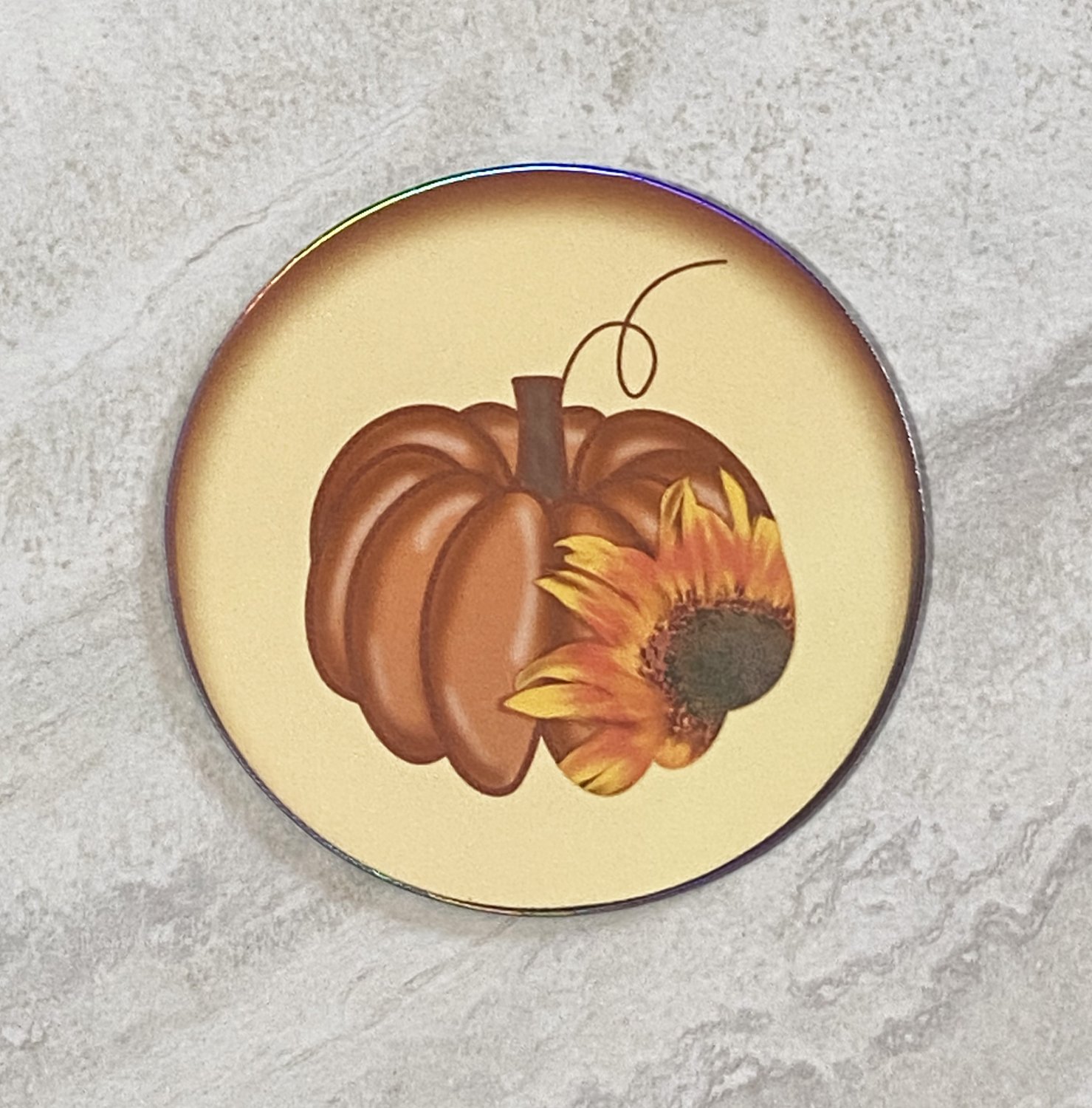 Sunflower Pumpkin Holographic Fridge Magnet Handmade
