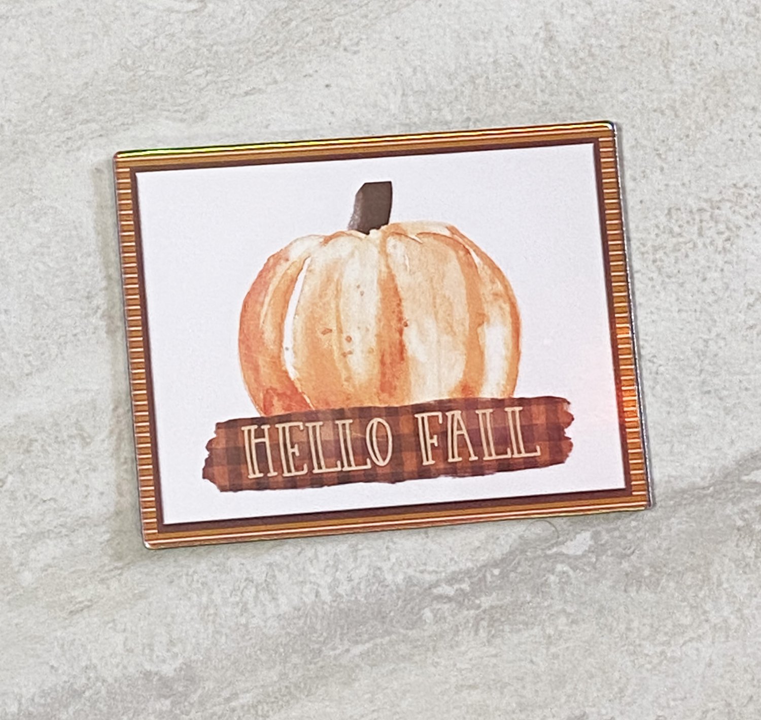 Hello Fall Pumpkin Holographic Fridge Magnet Handmade