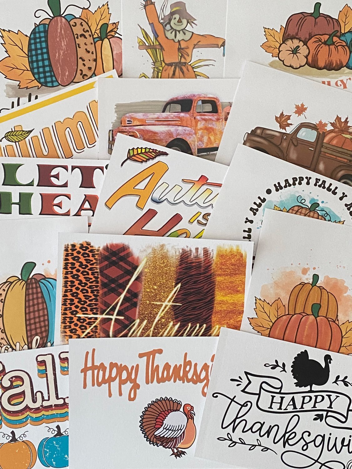 Autumn Fall Thanksgiving Stationery Postcards 15 Piece Set