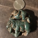 Beautiful Green Jade monkey and elephant figurine pendant