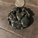 Heavy Green Jade Hand Carved Pendant