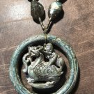 Unique Jade Labradorite hand carved Turtle pendant