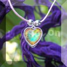 Crystal Prism Heart Mood Pendant Necklace Pink Adjustable Choker Vivid Color Changing Chart