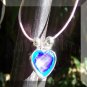 Crystal Prism Heart Mood Pendant Necklace Pink Adjustable Choker Vivid Color Changing Chart