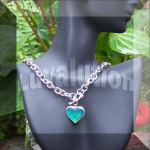 Heart Mood Pendant Toggle Thick Chain Necklace Color Changing Chart