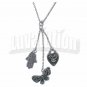 Hamsa Hand Heart Butterfly Rhinestone 3 Pendants Necklace Adjustable Chain