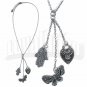 Hamsa Hand Heart Butterfly Rhinestone 3 Pendants Necklace Adjustable Chain