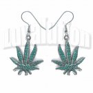 Cannabis Sativa Pot Leaf Dangle Earrings 420 Marijuana Weed 420 Ganja Sensi Pierced