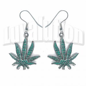 Cannabis Sativa Pot Leaf Dangle Earrings 420 Marijuana Weed 420 Ganja Sensi Pierced