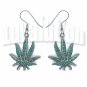 Cannabis Sativa Pot Leaf Dangle Earrings 420 Marijuana Weed 420 Ganja Sensi Pierced