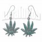 Cannabis Sativa Pot Leaf Dangle Earrings 420 Marijuana Weed 420 Ganja Sensi Pierced