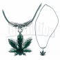 Cannabis Indica Pot Leaf Pendant Necklace Choker 420 Marijuana Weed Kushempeng