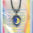 Retro Chic Moon Star Mood Necklace Choker Oval UV Glow Pendant Color Changing Chart