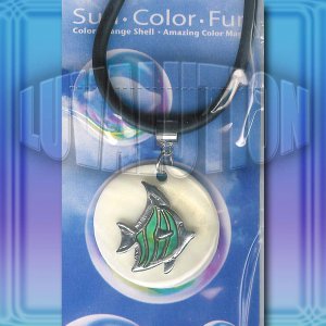Fish Mood Necklace Choker UV Reactive Shell Magic Pendant Angelfish Tropical New
