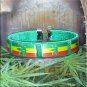 Green Rasta Pot Leaf Bracelet Cuff Cannabis Marijuana 420 Weed Kush Adjustable