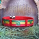 Red Rasta Pot Leaf Bracelet Cuff Cannabis Marijuana 420 Weed Kush Adjustable