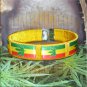 Yellow Rasta Pot Leaf Bracelet Cuff Cannabis Marijuana 420 Weed Kush Adjustable