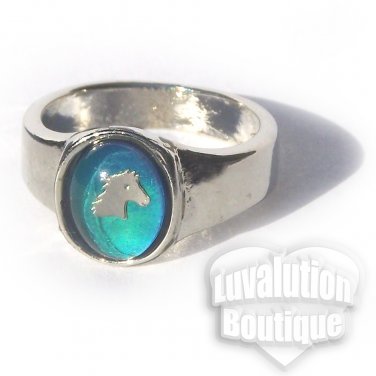 Horse Mood Ring Size 8 Retro Chic Vivid Color Changing Chart Equine Pony Western