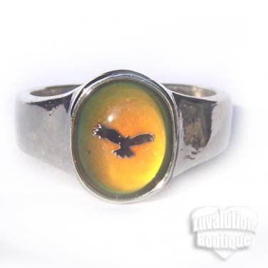 Flying Eagle Mood Ring Size 6 Retro Chic Color Changing Chart Biker Goth Punk Rocker Patriotic