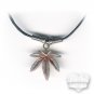 Cannabis Pot Leaf Tri-Tone Pendant Necklace Marijuana Weed Ganja 420 Sensimilla Kush