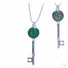 Key To Peace Save The Planet Bling Mood Necklace Color Changing Double-Sided Pendant 24 Inch Chain