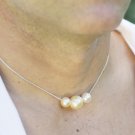 Men's Indonsian Champagne Pearl Choker Platinum Chain