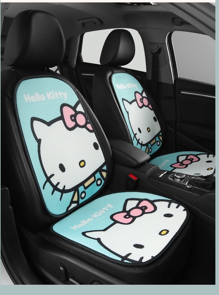 Hello Kitty Cartoon Car Seat Covers Set Universal Car Interior Pink Summer 7pcs