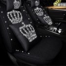 Crown Crystal Bling Car Seat Covers Set Universal Car Interior - Black Color