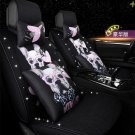 Dog Crystal Bling Car Seat Covers Set Universal Car Interior - Black Color