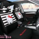Hello Kitty Cartoon Car Seat Covers Set Universal Car Interior White color Strip