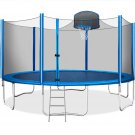 15FT Trampoline for Kids with Safety Enclosure Net, Basketball Hoop and Ladder
