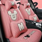 Full Leather Cartoon Mickey Car Seat Covers Set Universal Car Interior 5 Colors