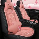 Full Leather Cartoon Car Seat Covers Set Universal Car Interior 4 Colors - Pink
