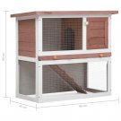 Outdoor Rabbit Hutch 1 Door Brown Wood Home House Cage Chicken Small Animal