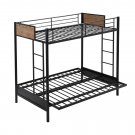 Rustic Twin Over Full Metal Bunk Bed Convertible Twin Over Futon Bed Black