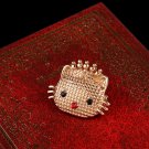 3pcs Hello Kitty KT Brooch Pin Golden Plated Rhinestone