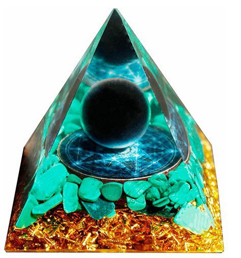6cm Amethyst Crystal Sphere Orgonite Pyramid Obsidian Chakra Energy Orgone Stone