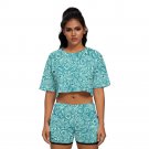 Summer Holiday Midriff Tops Shorts Suit Set 3D Print Bandanna Style Fashion Casual