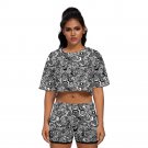 Summer Holiday Midriff Tops Shorts Suit Set 3D Print Bandanna Style Fashion Casual
