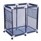 Mesh Pool Storage Bin Metal Frame Rolling Cart Storage Toy Dry Basket Organizer