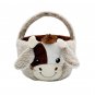 Cute Plush Cow Basket  Buckets with Plush Ear Doll Soft Stuffed Toy Kids Gifts Hugging 25cm