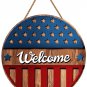 4th of July Patriotic Stars Welcome Sign Independence Day Door Hanger Decor 12"