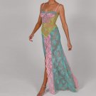 Women Sexy Luxy Gracious Slit Split Dress Long Embroidery See Thourgh Evening Gown