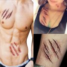 10pcs Halloween Tattoo Stickers Horror Realistic Cut Blood Stitches Wound Scar