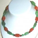 Peach and green Aventurin with crystals