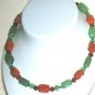 Peach and green Aventurin with crystals