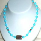 Turquoise with Brrown jade and silver balls